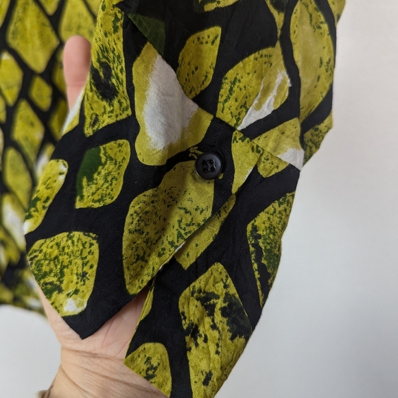 Masai Clothing Vibrant Lime Pattern Oversize Tunic Blouse - Picture 5 of 7